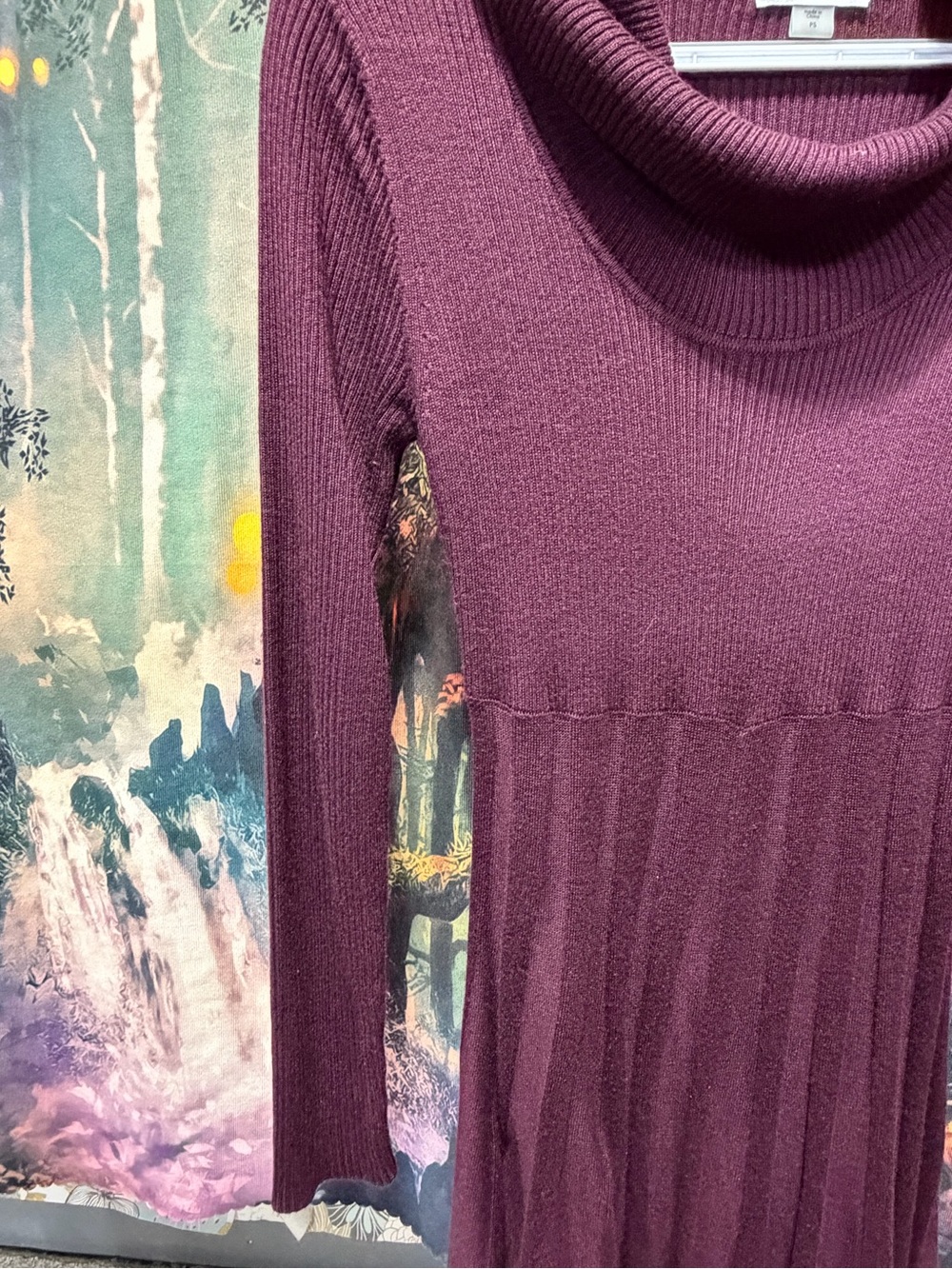 Calvin Klein Plum Cowl-Neck Long-Sleeve Knit Dress - Picture 7 of 9